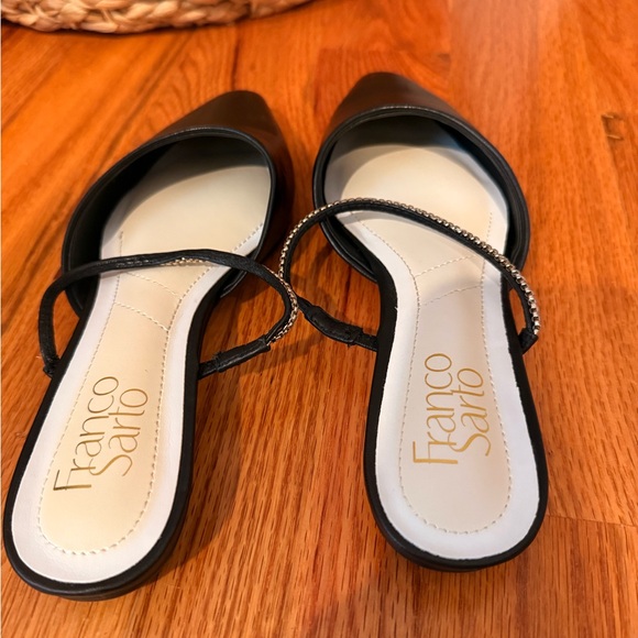 Franco Sarto Black Mules Elegant Minimalist Design - Picture 3 of 6